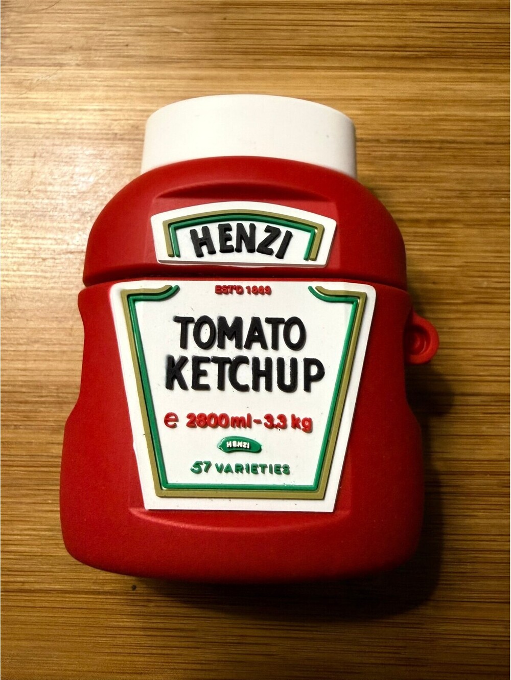 Heinz Tomato Ketchup Bottle Silicone Keychain Airpods gen 1 -2 case or bag charm
